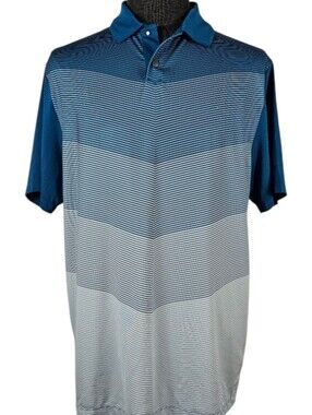 Greg Norman For Tasso Elba Aqua Blue Men's Poly Blend Polo Casual Sport Size L